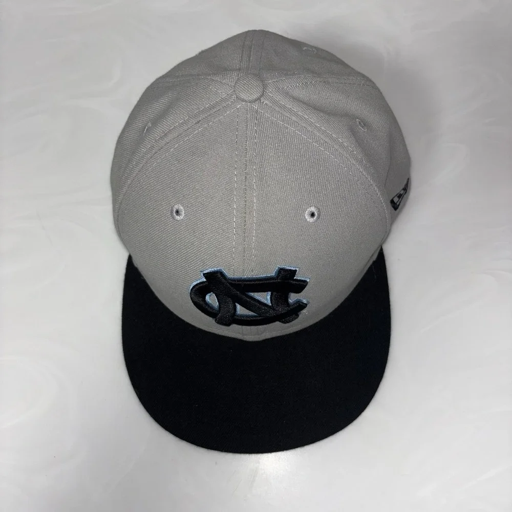 North Carolina Tar Heels UNC Fitted Hat 7 3/8 Cap Gray New Era 59Fifty